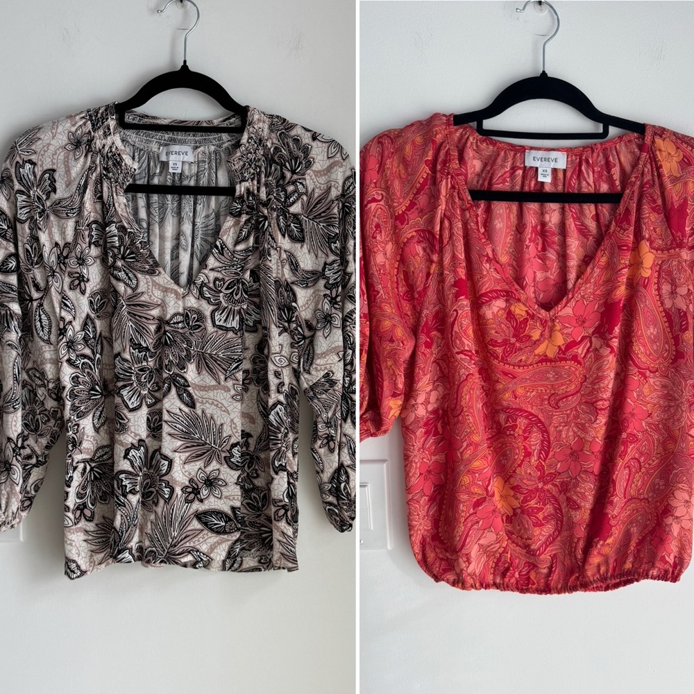 Bundle (2) Evereve Blouse Size XS Bohemian Boho